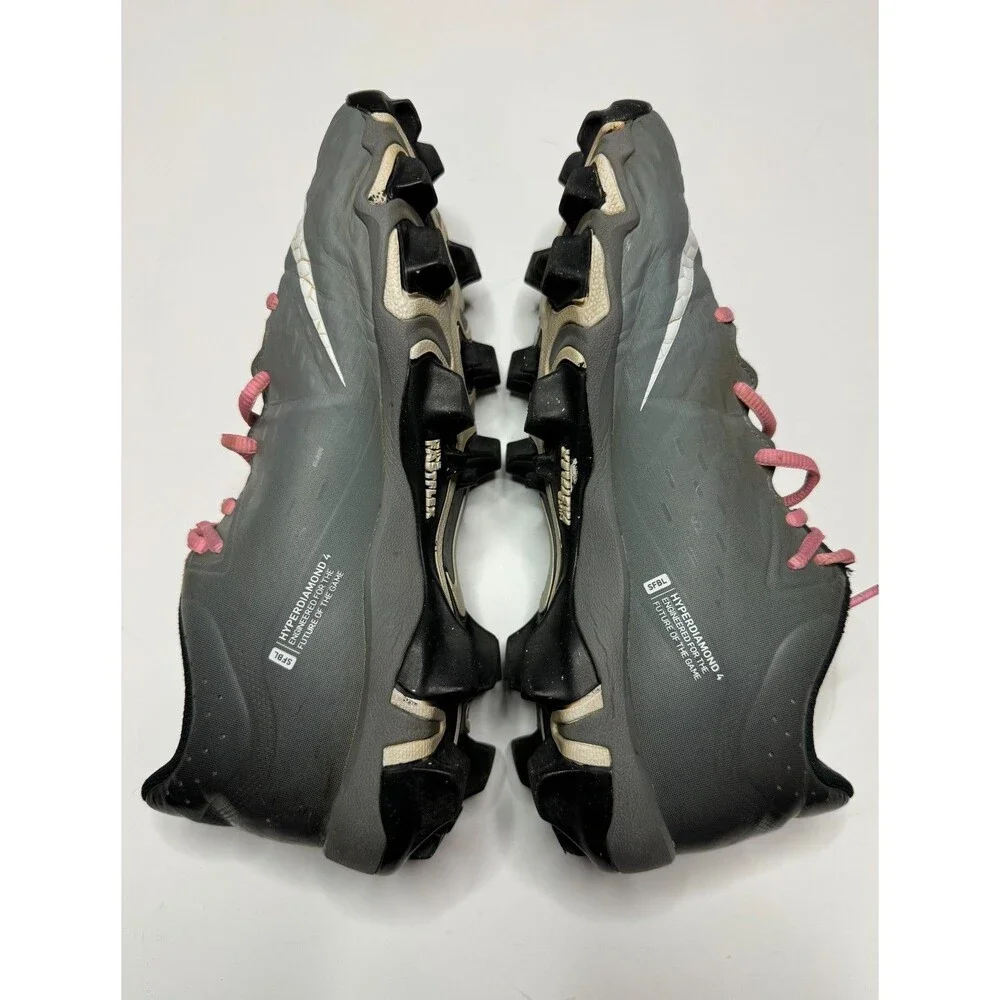 Nike GG Youth Girls 8.5 Hyperdiamond 4 Keystone Softball Cleats Grey Black
